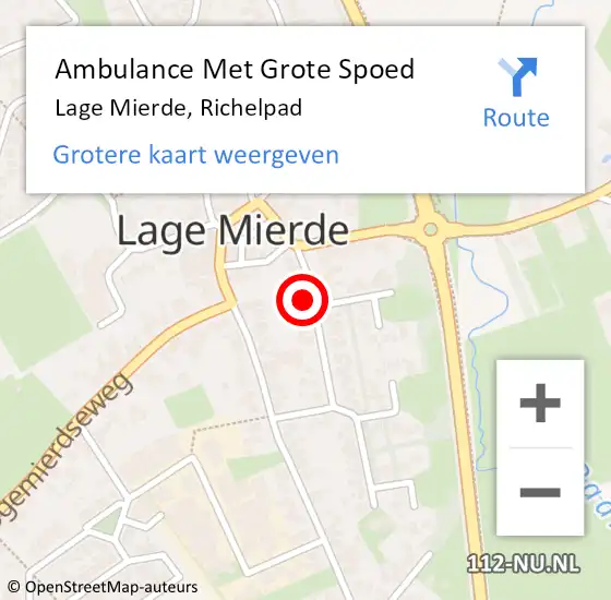 Locatie op kaart van de 112 melding: Ambulance Met Grote Spoed Naar Lage Mierde, Richelpad op 17 juli 2014 18:07