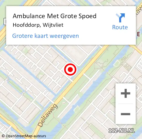 Locatie op kaart van de 112 melding: Ambulance Met Grote Spoed Naar Hoofddorp, Wijtvliet op 19 mei 2022 01:55