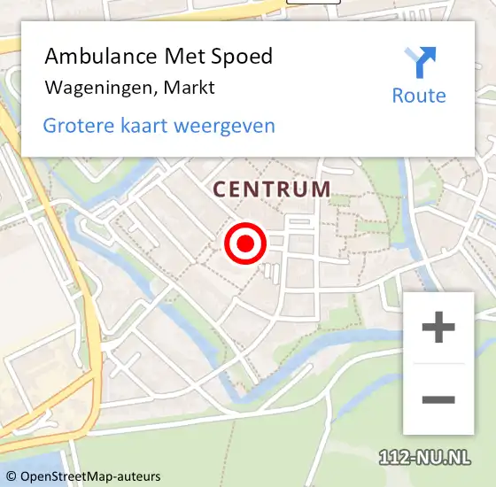 Locatie op kaart van de 112 melding: Ambulance Met Spoed Naar Wageningen, Markt op 19 mei 2022 02:38