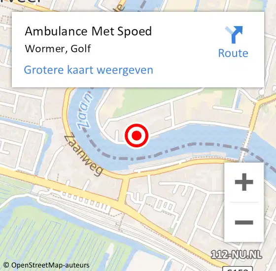 Locatie op kaart van de 112 melding: Ambulance Met Spoed Naar Wormer, Golf op 19 mei 2022 03:22