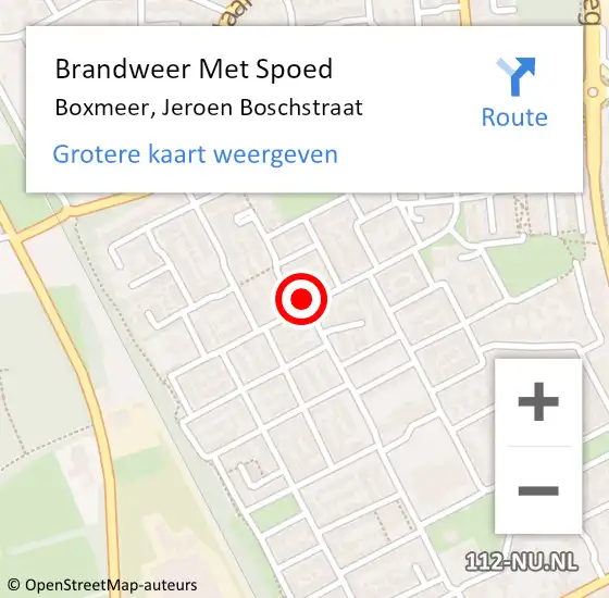 Locatie op kaart van de 112 melding: Brandweer Met Spoed Naar Boxmeer, Jeroen Boschstraat op 19 mei 2022 03:31