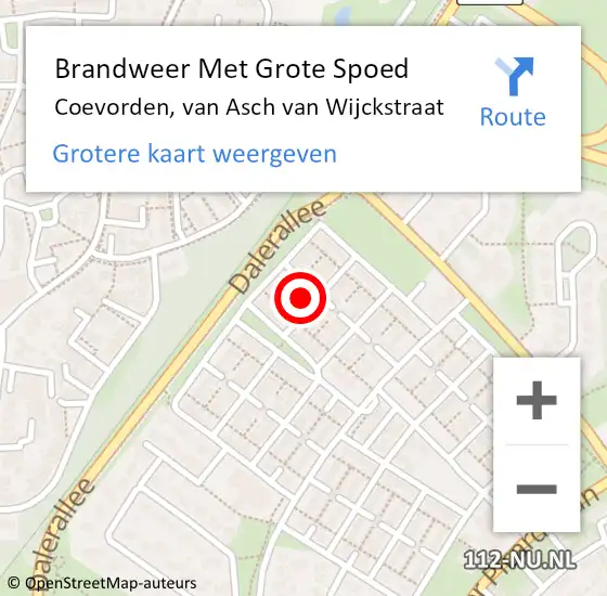 Locatie op kaart van de 112 melding: Brandweer Met Grote Spoed Naar Coevorden, van Asch van Wijckstraat op 19 mei 2022 03:39