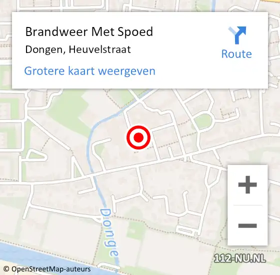 Locatie op kaart van de 112 melding: Brandweer Met Spoed Naar Dongen, Heuvelstraat op 8 oktober 2013 16:25