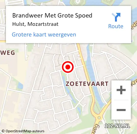 Locatie op kaart van de 112 melding: Brandweer Met Grote Spoed Naar Hulst, Mozartstraat op 19 mei 2022 04:50