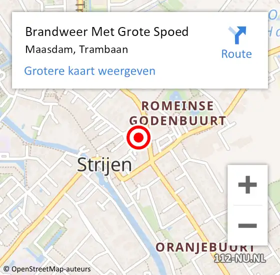 Locatie op kaart van de 112 melding: Brandweer Met Grote Spoed Naar Maasdam, Trambaan op 19 mei 2022 05:47