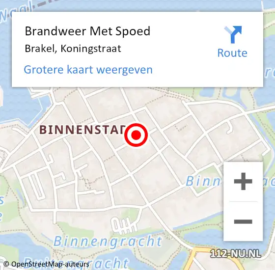 Locatie op kaart van de 112 melding: Brandweer Met Spoed Naar Brakel, Koningstraat op 19 mei 2022 05:58