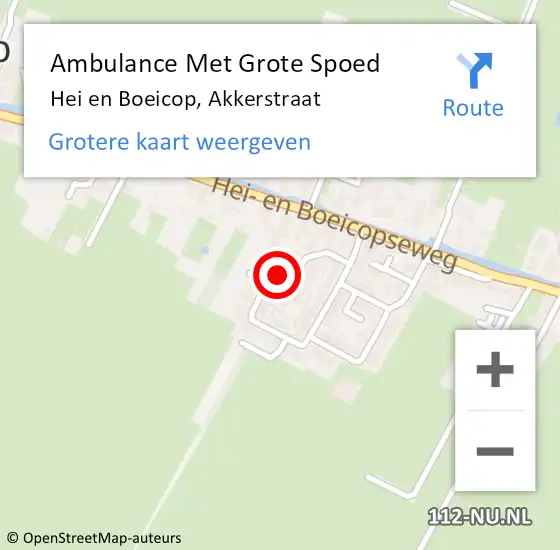 Locatie op kaart van de 112 melding: Ambulance Met Grote Spoed Naar Hei en Boeicop, Akkerstraat op 19 mei 2022 06:21