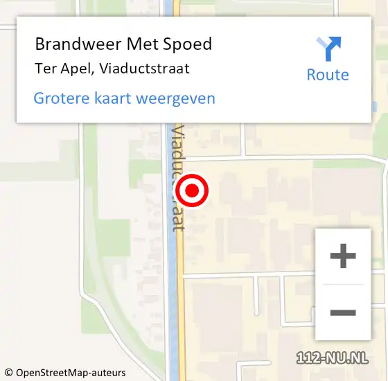 Locatie op kaart van de 112 melding: Brandweer Met Spoed Naar Ter Apel, Viaductstraat op 19 mei 2022 06:26