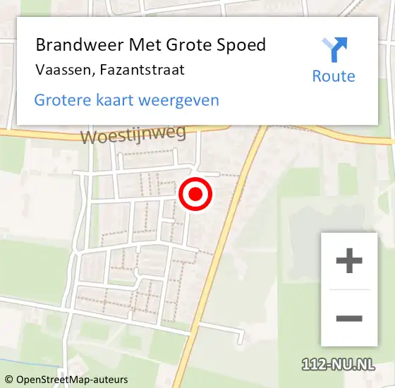 Locatie op kaart van de 112 melding: Brandweer Met Grote Spoed Naar Vaassen, Fazantstraat op 19 mei 2022 06:51