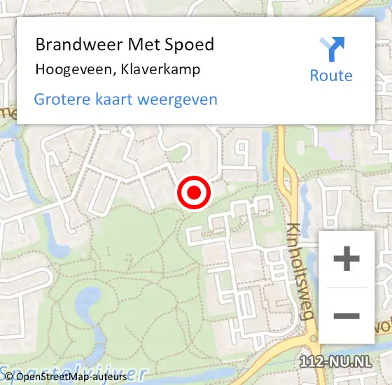 Locatie op kaart van de 112 melding: Brandweer Met Spoed Naar Hoogeveen, Klaverkamp op 19 mei 2022 07:33