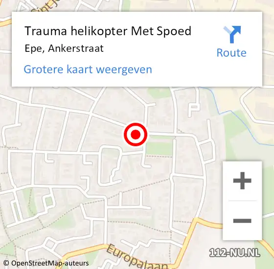 Locatie op kaart van de 112 melding: Trauma helikopter Met Spoed Naar Epe, Ankerstraat op 19 mei 2022 07:48