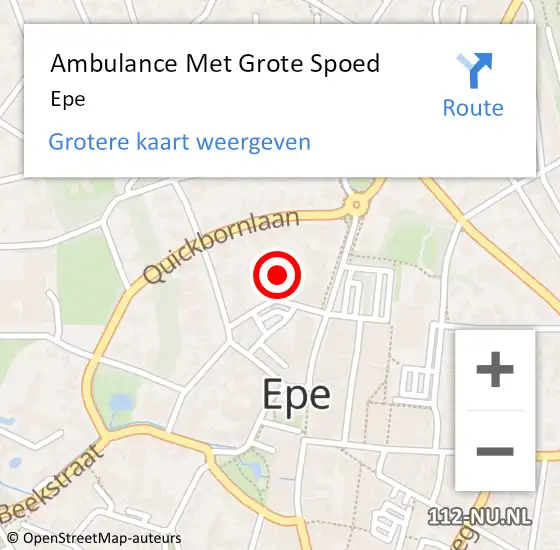 Locatie op kaart van de 112 melding: Ambulance Met Grote Spoed Naar Epe op 19 mei 2022 07:49