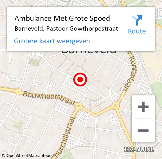 Locatie op kaart van de 112 melding: Ambulance Met Grote Spoed Naar Barneveld, Pastoor Gowthorpestraat op 19 mei 2022 08:07
