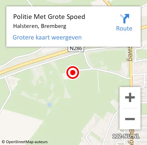 Locatie op kaart van de 112 melding: Politie Met Grote Spoed Naar Halsteren, Bremberg op 19 mei 2022 08:23