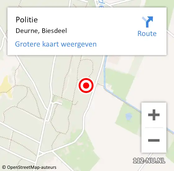 Locatie op kaart van de 112 melding: Politie Deurne, Biesdeel op 19 mei 2022 08:31