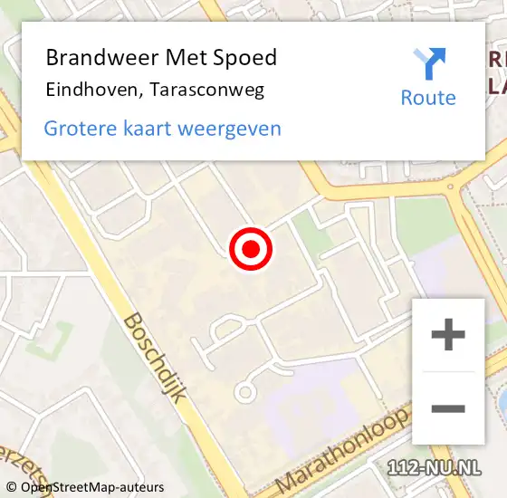 Locatie op kaart van de 112 melding: Brandweer Met Spoed Naar Eindhoven, Tarasconweg op 19 mei 2022 08:42