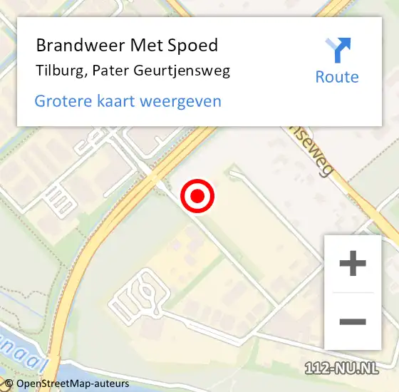 Locatie op kaart van de 112 melding: Brandweer Met Spoed Naar Tilburg, Pater Geurtjensweg op 19 mei 2022 08:47