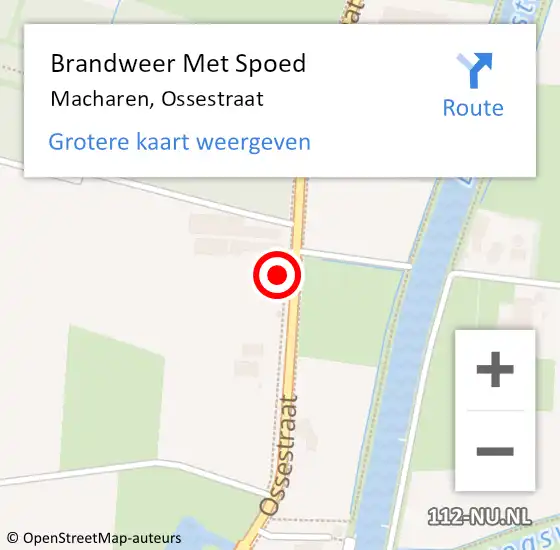 Locatie op kaart van de 112 melding: Brandweer Met Spoed Naar Macharen, Ossestraat op 19 mei 2022 08:51