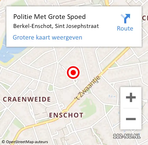 Locatie op kaart van de 112 melding: Politie Met Grote Spoed Naar Berkel-Enschot, Sint Josephstraat op 19 mei 2022 08:59