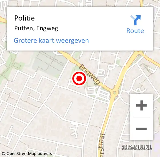 Locatie op kaart van de 112 melding: Politie Putten, Engweg op 19 mei 2022 09:09