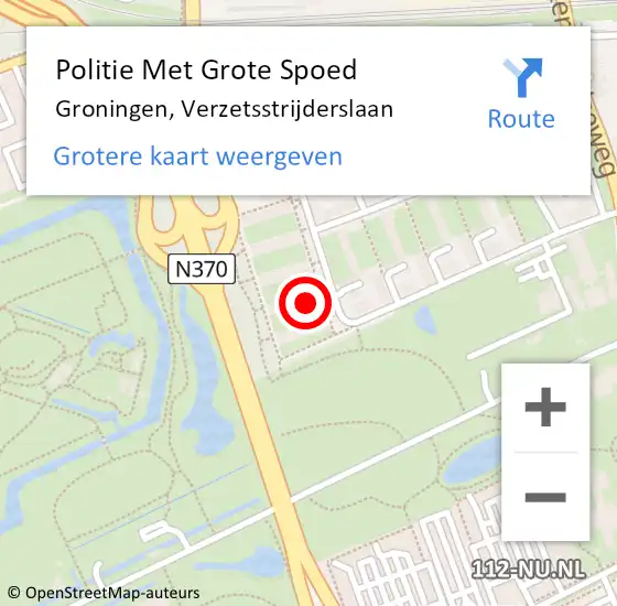 Locatie op kaart van de 112 melding: Politie Met Grote Spoed Naar Groningen, Verzetsstrijderslaan op 19 mei 2022 09:09