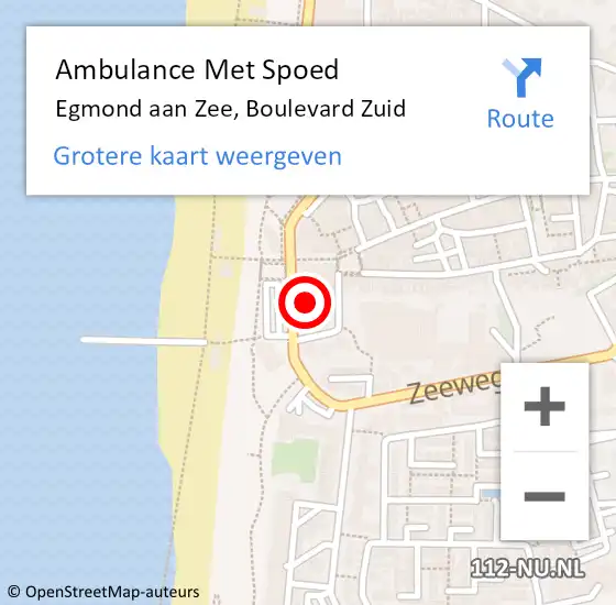 Locatie op kaart van de 112 melding: Ambulance Met Spoed Naar Egmond aan Zee, Boulevard Zuid op 17 juli 2014 18:32