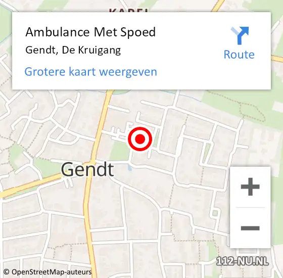 Locatie op kaart van de 112 melding: Ambulance Met Spoed Naar Gendt, De Kruigang op 19 mei 2022 09:47