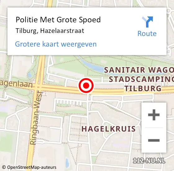 Locatie op kaart van de 112 melding: Politie Met Grote Spoed Naar Tilburg, Hazelaarstraat op 19 mei 2022 09:51