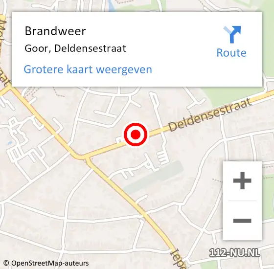 Locatie op kaart van de 112 melding: Brandweer Goor, Deldensestraat op 19 mei 2022 09:53