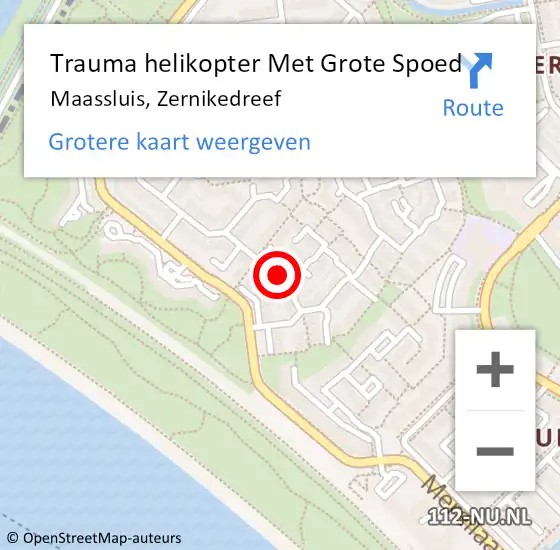 Locatie op kaart van de 112 melding: Trauma helikopter Met Grote Spoed Naar Maassluis, Zernikedreef op 19 mei 2022 10:05