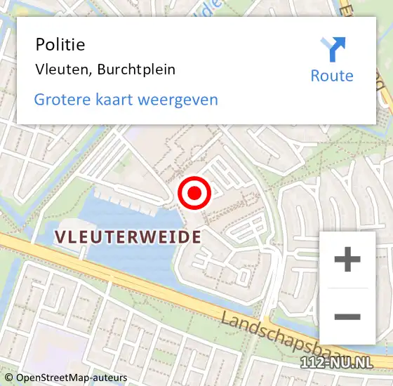Locatie op kaart van de 112 melding: Politie Vleuten, Burchtplein op 19 mei 2022 10:05