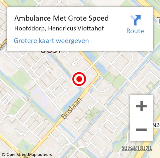 Locatie op kaart van de 112 melding: Ambulance Met Grote Spoed Naar Hoofddorp, Hendricus Viottahof op 19 mei 2022 10:54