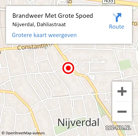 Locatie op kaart van de 112 melding: Brandweer Met Grote Spoed Naar Nijverdal, Dahliastraat op 19 mei 2022 11:17