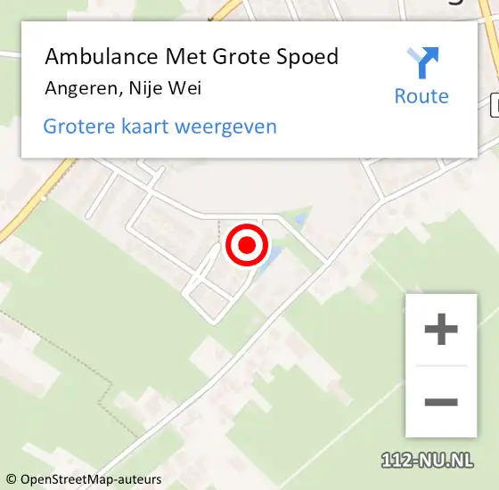 Locatie op kaart van de 112 melding: Ambulance Met Grote Spoed Naar Angeren, Nije Wei op 19 mei 2022 11:17