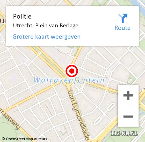 Locatie op kaart van de 112 melding: Politie Utrecht, Plein van Berlage op 19 mei 2022 11:18