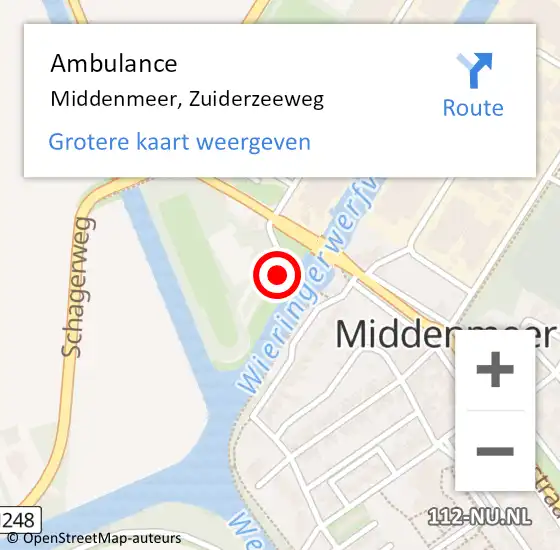 Locatie op kaart van de 112 melding: Ambulance Middenmeer, Zuiderzeeweg op 19 mei 2022 11:34