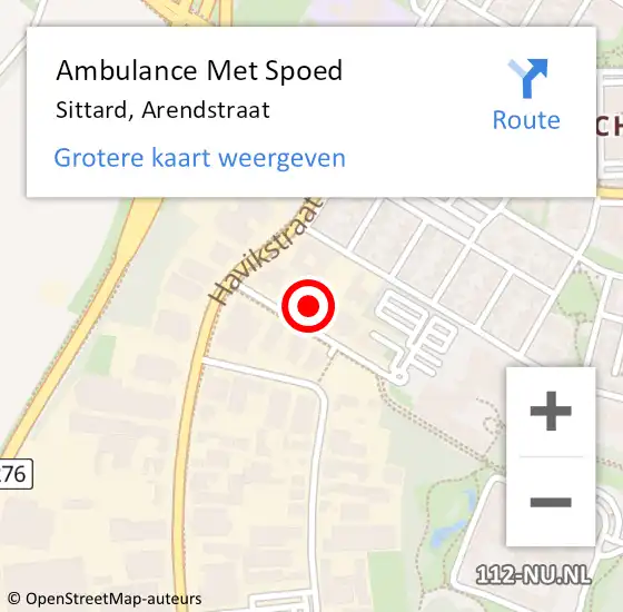 Locatie op kaart van de 112 melding: Ambulance Met Spoed Naar Sittard, Arendstraat op 19 mei 2022 11:40