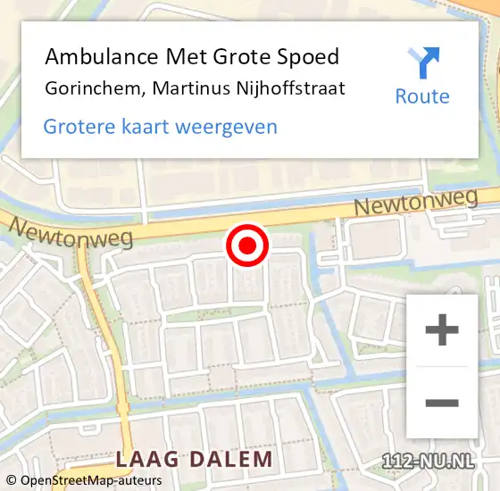 Locatie op kaart van de 112 melding: Ambulance Met Grote Spoed Naar Gorinchem, Martinus Nijhoffstraat op 19 mei 2022 12:01