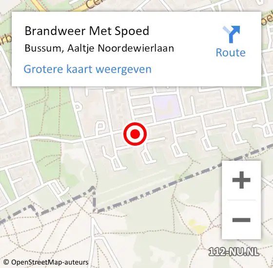 Locatie op kaart van de 112 melding: Brandweer Met Spoed Naar Bussum, Aaltje Noordewierlaan op 19 mei 2022 12:08