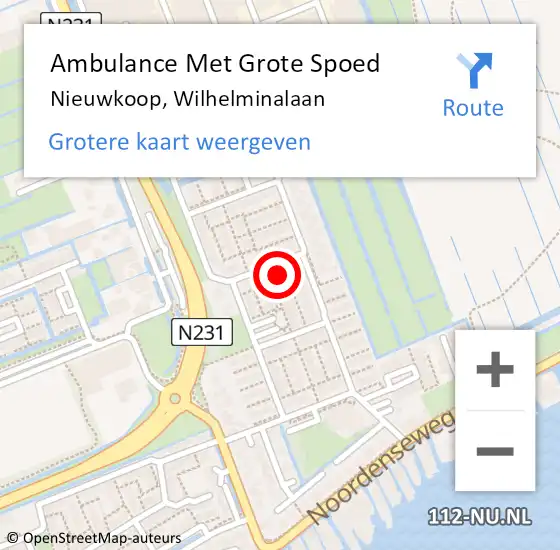 Locatie op kaart van de 112 melding: Ambulance Met Grote Spoed Naar Nieuwkoop, Wilhelminalaan op 8 oktober 2013 16:27