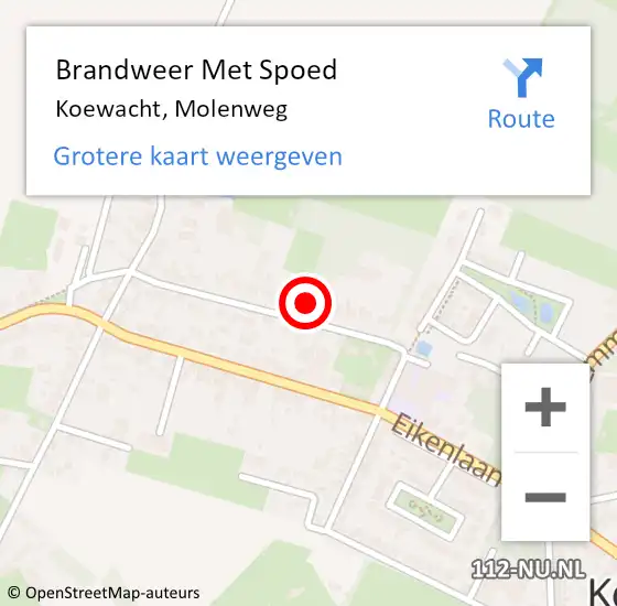 Locatie op kaart van de 112 melding: Brandweer Met Spoed Naar Koewacht, Molenweg op 19 mei 2022 12:20