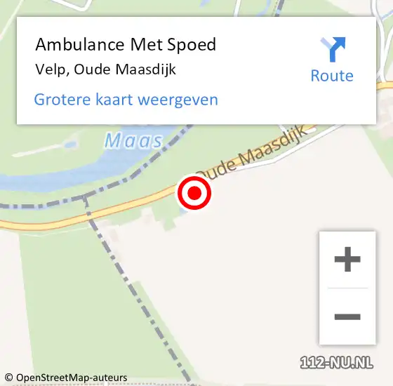 Locatie op kaart van de 112 melding: Ambulance Met Spoed Naar Velp, Oude Maasdijk op 17 juli 2014 19:00