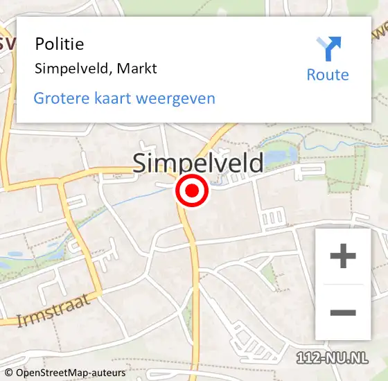 Locatie op kaart van de 112 melding: Politie Simpelveld, Markt op 19 mei 2022 12:33