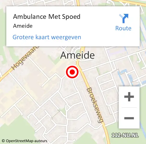 Locatie op kaart van de 112 melding: Ambulance Met Spoed Naar Ameide op 19 mei 2022 12:48