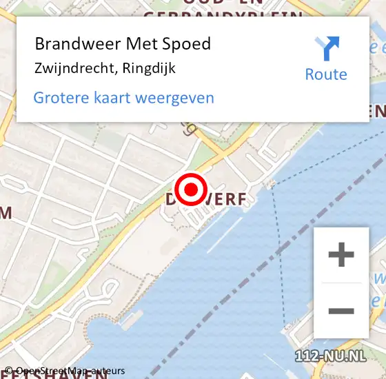 Locatie op kaart van de 112 melding: Brandweer Met Spoed Naar Zwijndrecht, Ringdijk op 19 mei 2022 12:48