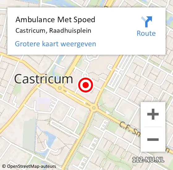 Locatie op kaart van de 112 melding: Ambulance Met Spoed Naar Castricum, Raadhuisplein op 19 mei 2022 12:51