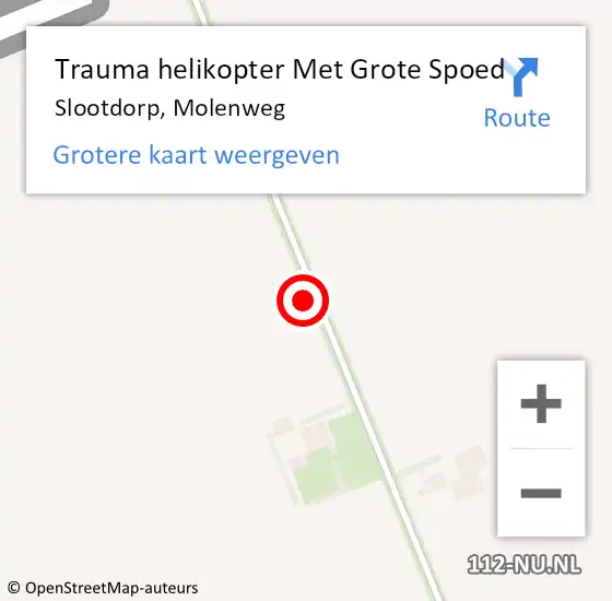 Locatie op kaart van de 112 melding: Trauma helikopter Met Grote Spoed Naar Slootdorp, Molenweg op 19 mei 2022 13:07