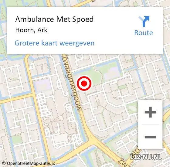 Locatie op kaart van de 112 melding: Ambulance Met Spoed Naar Hoorn, Ark op 19 mei 2022 13:08