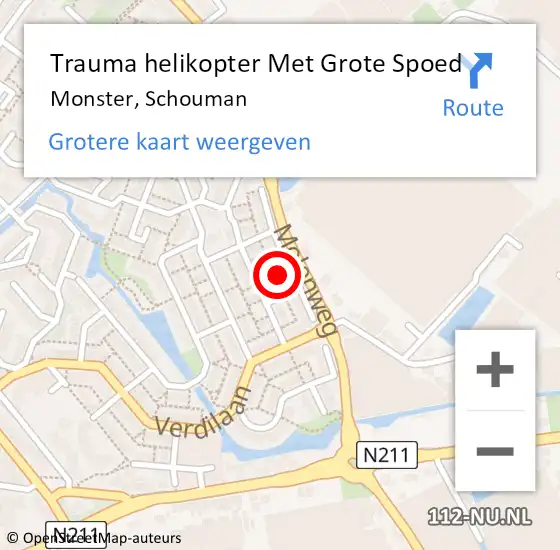 Locatie op kaart van de 112 melding: Trauma helikopter Met Grote Spoed Naar Monster, Schouman op 19 mei 2022 13:15