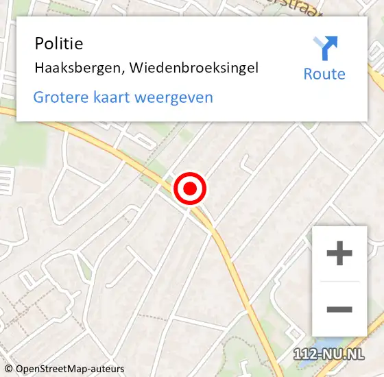 Locatie op kaart van de 112 melding: Politie Haaksbergen, Wiedenbroeksingel op 19 mei 2022 13:20